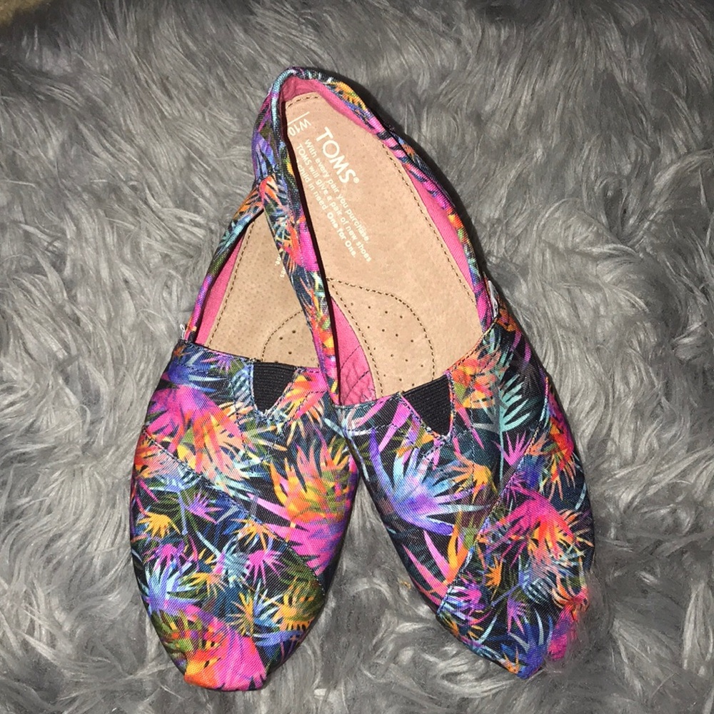 TOMS Black Multi Canvas Printed Palms